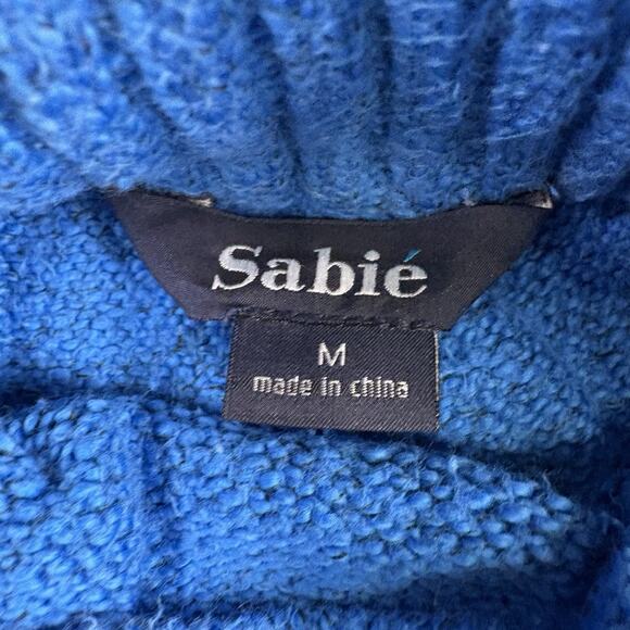 Sabie Turtleneck Womens Size Medium Long Sleeve Cropped Sweater Blue - Picture 3 of 9